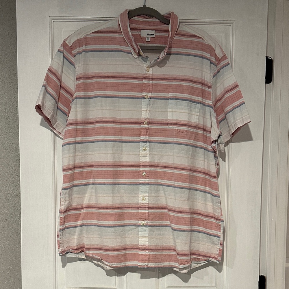 Men's Striped Casual Button-Down Shirt